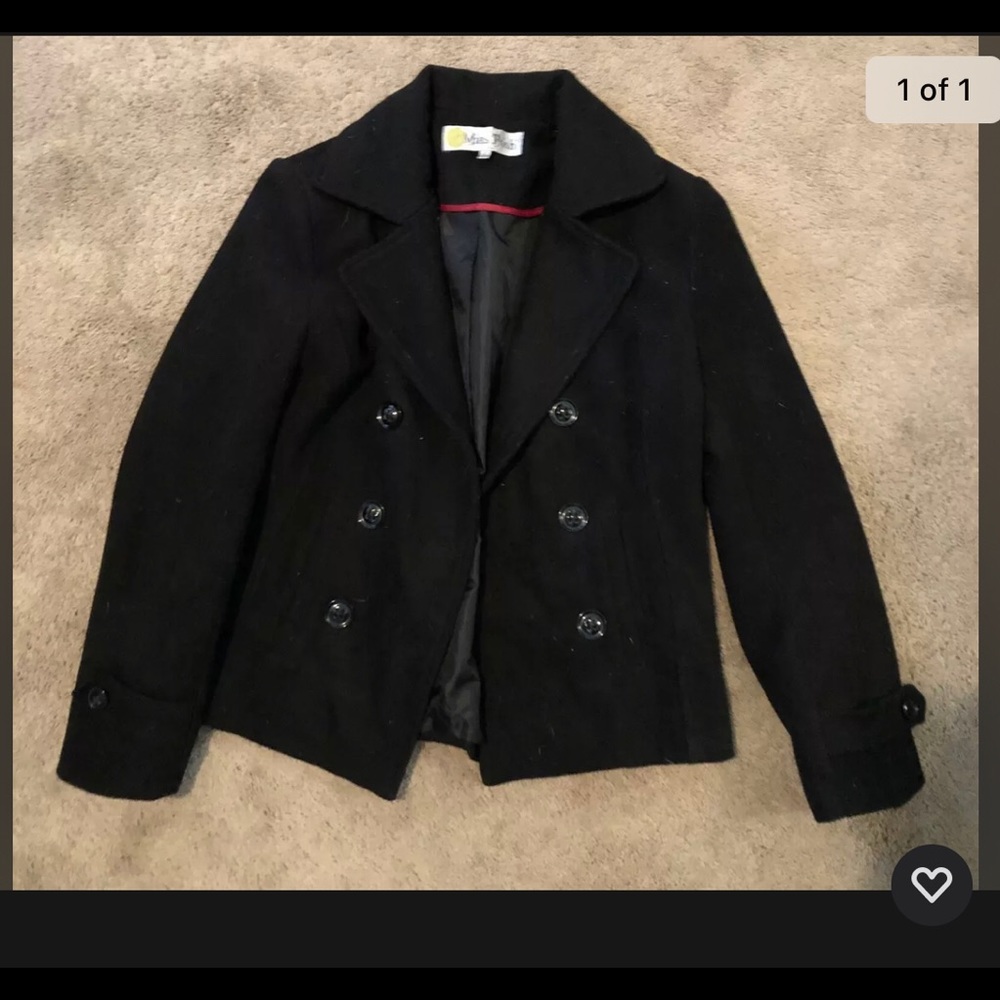 Miss Posh Black Wool Poly Blend Jacket Pea Coat Peacoat Small